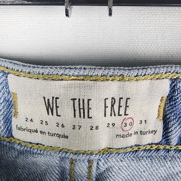 Free People We The Free Button Fly Denim A-Line Distressed Mini Skirt Size 30 - Picture 6 of 7